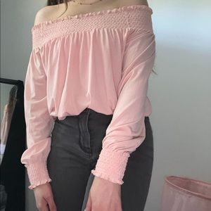 Pink off the shoulder shirt